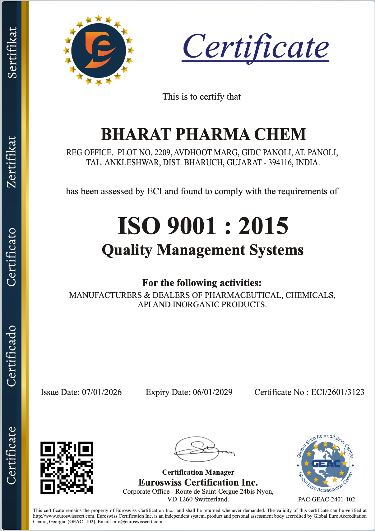 Quality Management Certificate